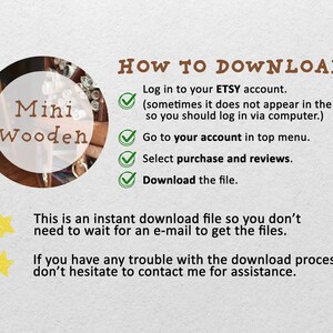 Peut inclure: Un guide d'instructions de t&eacute;l&eacute;chargement num&eacute;rique avec une liste de cases &agrave; cocher pour t&eacute;l&eacute;charger un produit num&eacute;rique depuis Etsy. Le texte indique "COMMENT T&Eacute;L&Eacute;CHARGER ?" et comprend des instructions pour se connecter &agrave; un compte Etsy, acc&eacute;der au compte dans le menu sup&eacute;rieur, s&eacute;lectionner l'achat et les &eacute;valuations, et t&eacute;l&eacute;charger le fichier. Le texte indique &eacute;galement que le t&eacute;l&eacute;chargement est instantan&eacute; et qu'il n'est pas n&eacute;cessaire d'attendre un e-mail. Le texte comprend &eacute;galement une note pour contacter le vendeur pour obtenir de l'aide avec le processus de t&eacute;l&eacute;chargement.