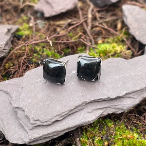 Protection and Grounding Shungite Stud Earrings Handmade with Love in Devon