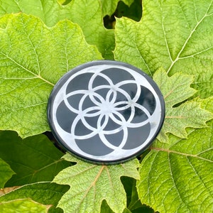 Seed of Life and Shungite Protection and Water Coaster Plate, Coaster with Shungite.