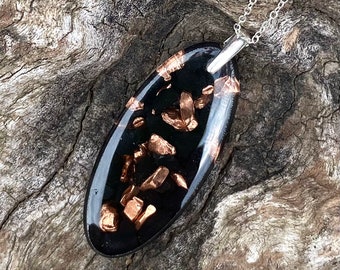 Colgante Shungite con cobre, protección EMF, hecho a mano en Devon.