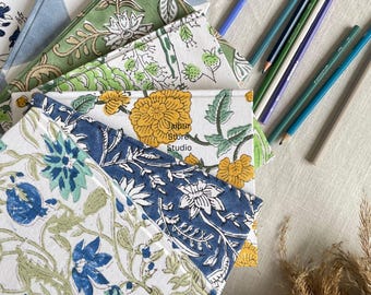 Handcrafted Floral Cotton Notebook  Block Printed Design 7 colour Available.