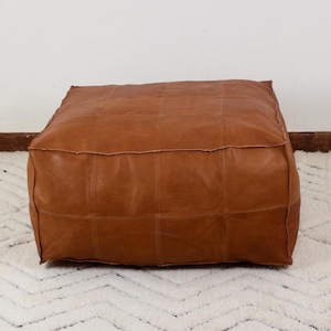 Sitzhocker Pouffe Tisch Kaffeetisch, quadratischer Sitzhocker, Lederhocker, marokkanisches Leder, einzigartiger Sitzhocker, einzigartiges Wohndekor
