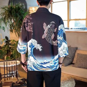 The Great Wave Kimono Japanese Hanfu Noragi Haori Ukiyo - Etsy