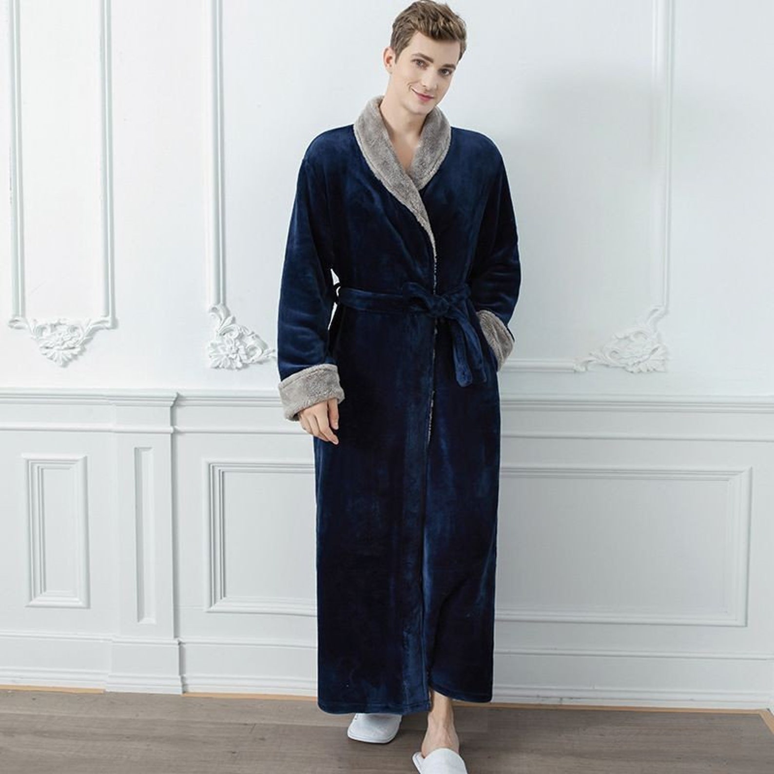Warm Robe Jacket Luxury Warm House Robe Cozy Coral Fleece Plush Velvet Winter Dressing ...
