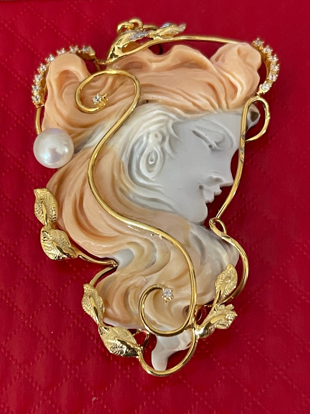 Superbe grand Caméo schell forme moderne Biton en Vermeil Etsy France