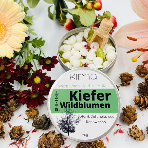 Duftmelt Botanik Drops "KIEFER WILDBLUMEN" | Rapskokoswachs | mit Spotify-Code mit Soundtrack | Geschenkidee