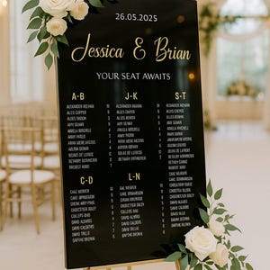 Plano de asientos para boda en acrílico negro personalizado, letrero &quot;Encuentre su asiento&quot;, decoración para bodas, señalización de entrada, plano de asientos de mesa, plan para invitados a la boda