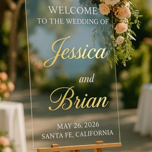 Luxury Acrylic Wedding Welcome Sign with 3D Mirror Names, Wedding Reception Signage, Personalised Wedding Welcome Sign