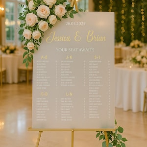 Custom Acrylic Frosted Wedding Seating Chart, Wedding Seating Sign, Acrylic Wedding Sign, Table Seating Chart, Wedding Decor, Seating Plan