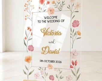 Wedding Welcome Sign, Wildflower Wedding Signage, Reception Decor