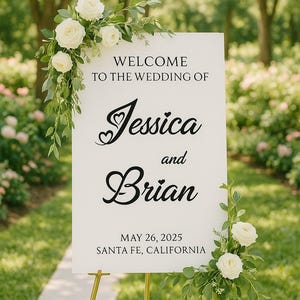 Elegant Acrylic Wedding Welcome Sign with 3D Mirror Names, Wedding Reception Signage, Personalised Wedding Welcome Sign
