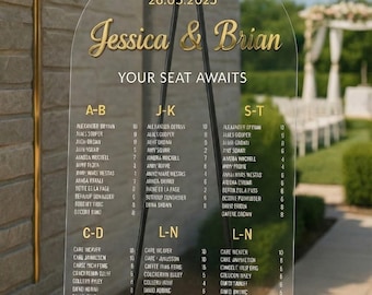 Acrylic Seating Chart Sign, Wedding Signage, Table Plan, Reception Decor