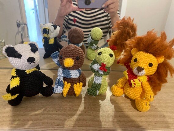 Wizard School House Mascots, Harry Potter Stuffed Animals, Crochet Hogwarts  House Plushies Animals, Harry Potter Plushies, Crochet Ravenclaw 