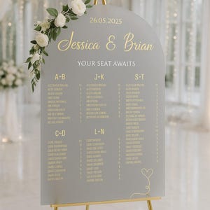 Personalized Acrylic Seating Chart Wedding, Wedding Table Seating Chart, Find Your Seat, Modern Reception Signage, Frosted Acrylic Sign