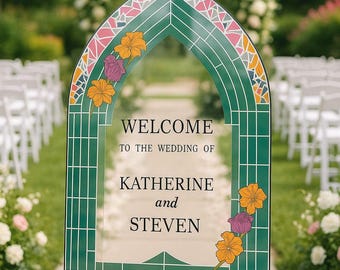 Stained Glass Wedding Sign, Acrylic Welcome Sign, Reception Decor