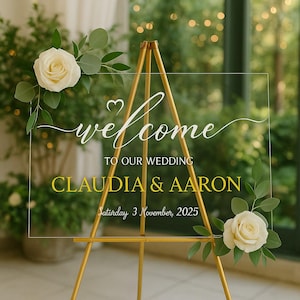Modern Acrylic Wedding Sign with 3D Mirror Gold Names, Wedding Welcome Sign, Personalized Wedding Signs, Reception Signage, Welcome Sign