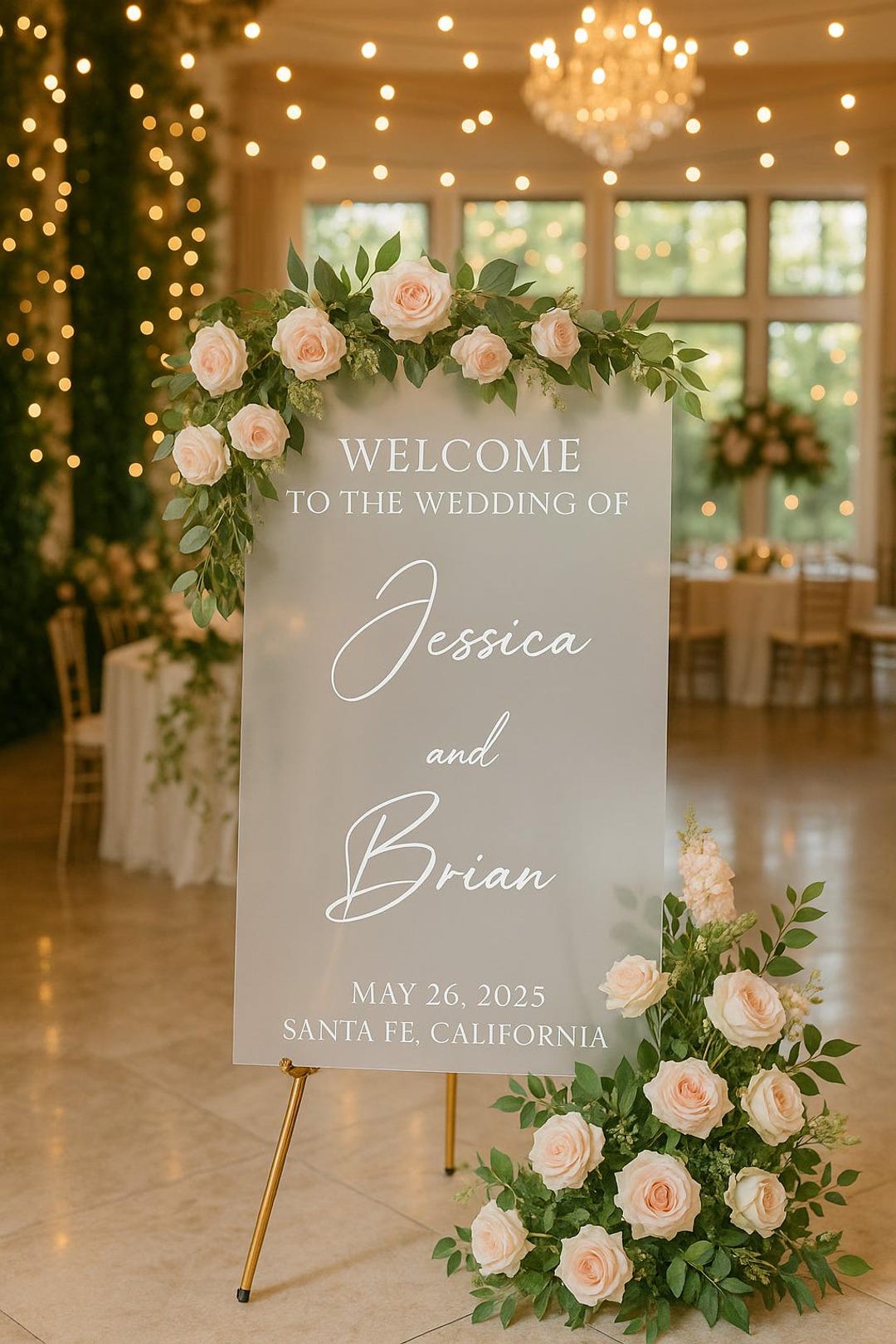 Frosted Welcome Wedding Ceremony Sign, Custom Acrylic Wedding Welcome ...