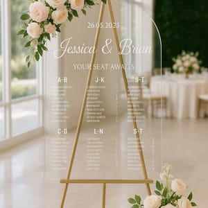 Custom Frosted Acrylic Table Seating Chart, Wedding Seating Sign, Acrylic Wedding Sign, Modern Reception Signage, Find Your Seat Sign