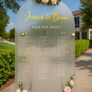 Acrylic Frosted Wedding Seating Chart Sign, Table Seating Chart, Acrylic Wedding Sign, Reception Signage, Find Your Seat Sign