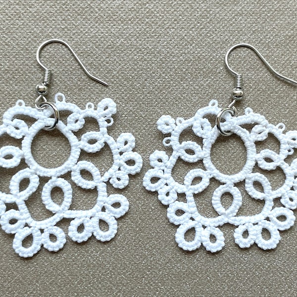 Tatting Pattern PDF for Tatted Lace Earrings, Handmade Jewelry Pattern