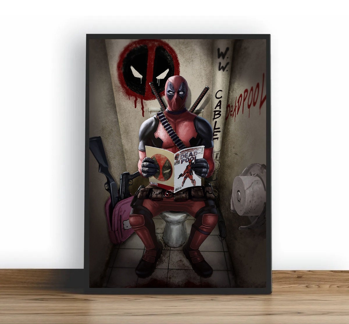 Deadpool Superhero Funny Movie Toilet Poster