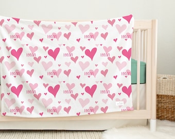 HERZ LIEBE - Personalisierte Babydecke mit Namen Angepasst Baby Name Decke Baby Shower - Minky Decke, Kinder Jugend Teenager Erwachsene