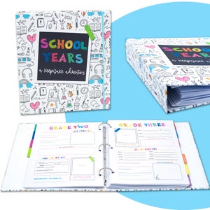 Libro de recuerdos de los años escolares: libro, regreso a clases, álbum de recortes, álbum de fotos, último día de clases, diario, recuerdos, desde preescolar hasta la graduación.