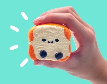 Taba Squishy - Baby Toast soft squishy toy in a bag, kawaii desk toy, stress relief toy, squishy toy, unique fun, handmade squeeze toy!