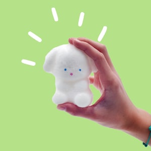 Taba Squishy - Cinnamon Puppy soft squishy toy in a bag, kawaii desk toy, stress relief toy, squishy toy, unique fun, handmade squeeze toy!