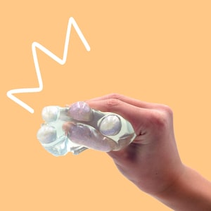 Taba Squishy - Clear Glitter Paw soft squishy toy in a bag, kawaii desk toy, stress relief toy, squishy toy, unique fun handmade squeeze toy