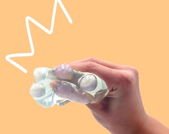 Taba Squishy - Clear Glitter Paw soft squishy toy in a bag, kawaii desk toy, stress relief toy, squishy toy, unique fun handmade squeeze toy