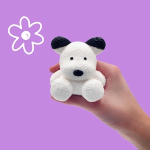Taba Squishy - Kawaii Dog soft squishy toy in a bag, kawaii desk toy, stress relief toy, squishy toy, unique fun, handmade squeeze toy!