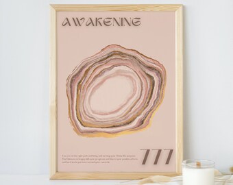 777 Angel Number Wall Art | Modern Art Posters | Tan Crystal Geode | Numerology Spiritual | Printable Digital Art Prints | Home Wall Decor
