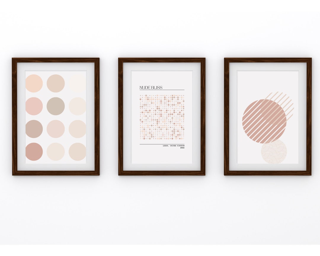 Wall Art Set of 3 Nude Bliss Abstract Minimalist Posters Nude neutral