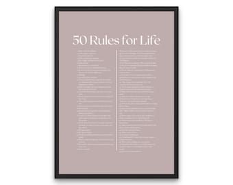 50 Rules for Life Quote Wall Art | Modern Art Posters | Various Colours Inc (Pastel Dreams) | Printable Digital Art Prints | Home Wall Decor