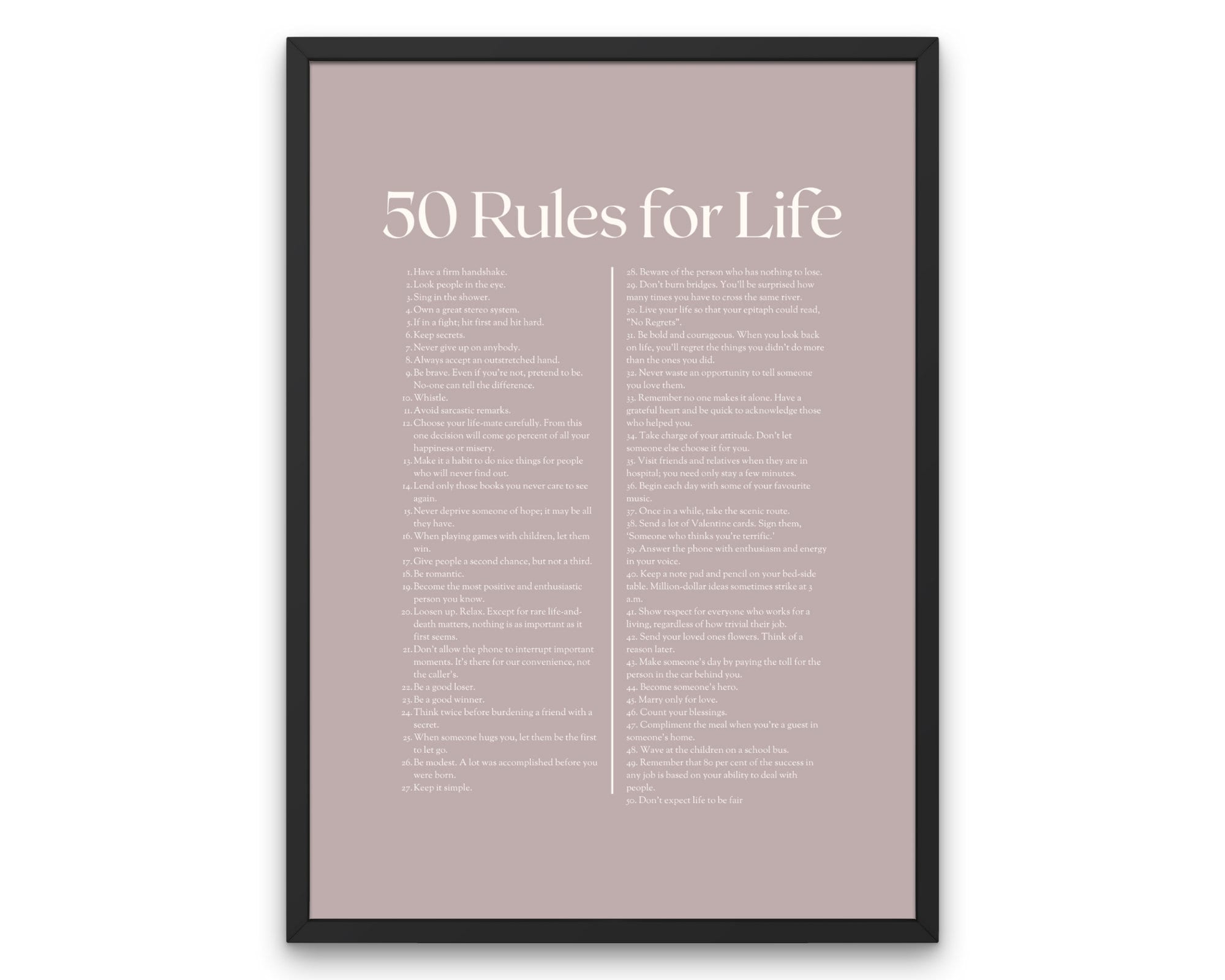 50 Rules for Life Quote Wall Art | Modern Art Posters | Various Colours Inc  (pastel Dreams) | Printable Digital Art Prints | Home Wall Decor - Etsy, image size:2000x1600