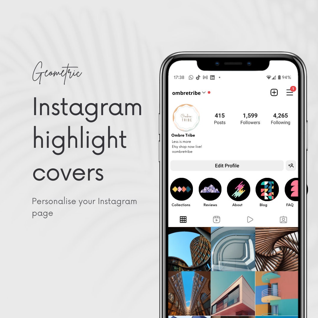 Geometric Instagram Highlight Covers Aesthetic Branding Etsy(02)
