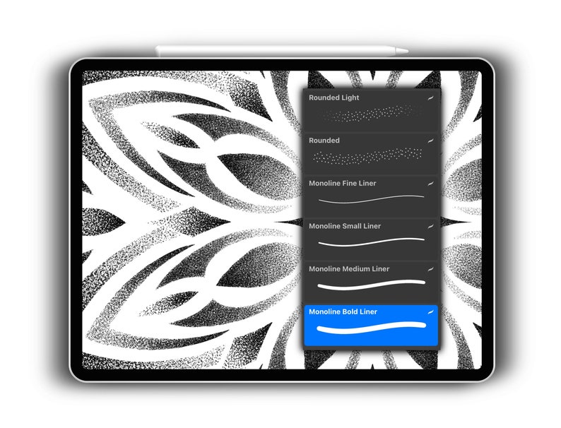 Dotwork tattoo for Procreate Щетка Dotwork для прореживных Дотворк Мандала Кисть для деторождения для Dotwork Mandala image 6