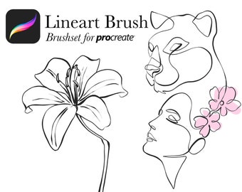 Lineart for Procreate | line art brush |Lineart for Procreate varying thickness |  Liner thin to thick lines