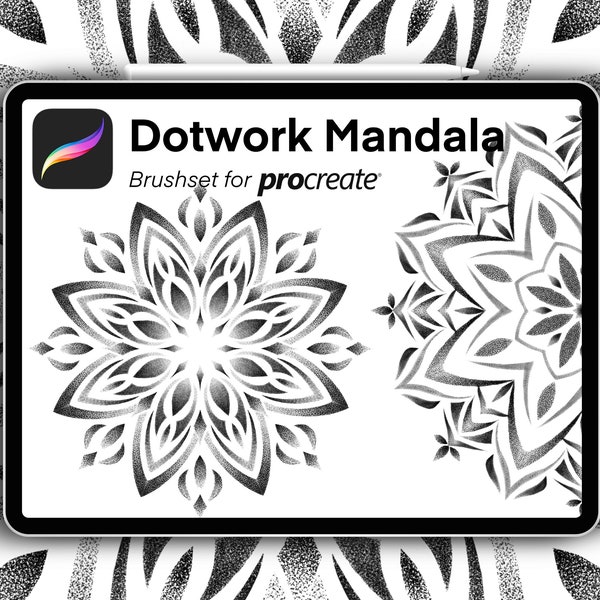 Tatuaje de puntos para Procreate | Cepillo de punto para adelgazar | Mandala | Cepillo de bebé para Dotwork Mandala