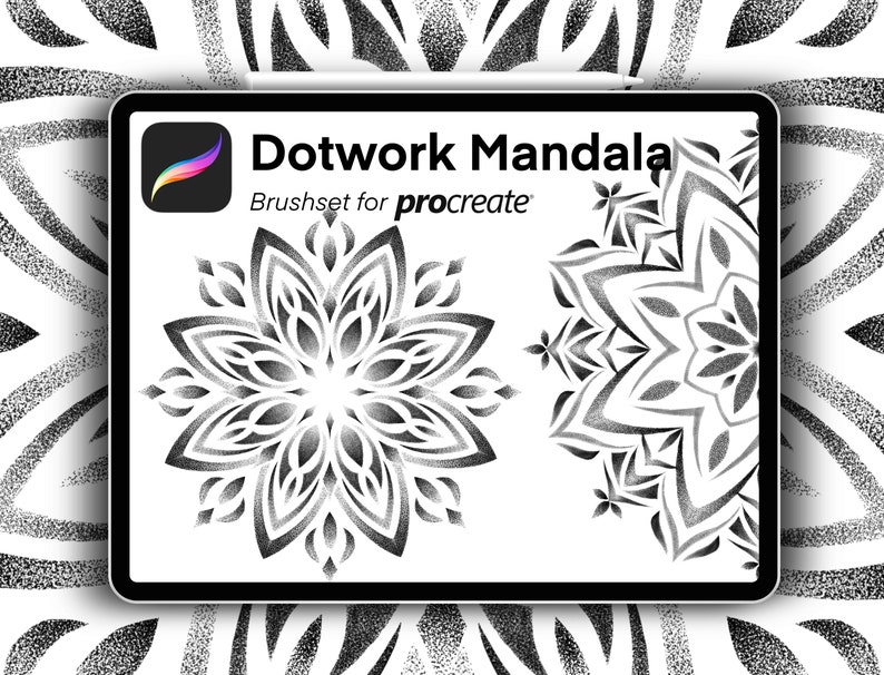 Dotwork tattoo for Procreate Щетка Dotwork для прореживных Дотворк Мандала Кисть для деторождения для Dotwork Mandala image 1