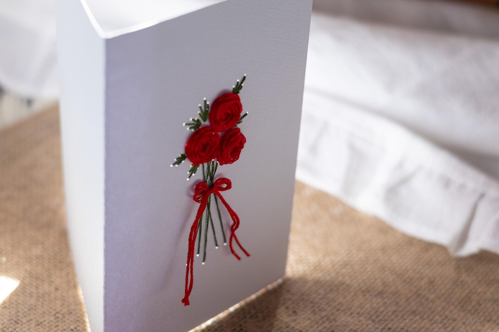 Rose Bouquet Paper Embroidery Card Pattern – Hand Stitched Floral ...