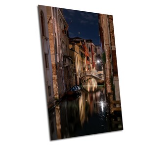 Venedig Kanal Druck, Venedig bei Nacht, Fine Art Print, Venedig Italien Wandkunst, Reise Fotografie, Große Wandkunst, Wohndekor, Italien Geschenk