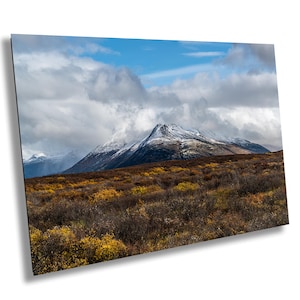 Yukon Fall Landscape Photography, Kluane National Park Print, Canadian Nature Wall Art, Autumn Mountain Decor, Snow Capped Peaks Artwork