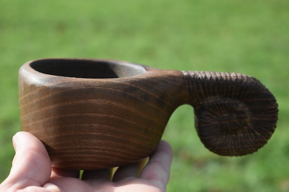 Double-hole Kuksa Cup Traditional Scandinavian Walnut Cup Eco-friendly  Sustainable Wooden Mug Portable Camping Cup 
