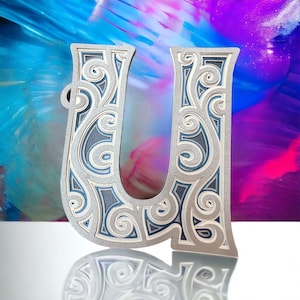 Monogram Letter U 6 Layers Instant Download SVG other formats included are AI Png Jpeg Dxf Eps Cdr Personalize U Crafting SVG U Layered