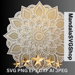 3d Layered Mandala SVG For Crafting. SVG Mandala Design. Silhouette Mandala SVG. Multi-Layered Mandala Sized for 12x12 Inch Shadow Boxes SVg