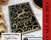 Merry Christmas Card 5x7 SVG Christmas Card Dxf Eps Cdr Ai Christmas Card Design File Card For Christmas Craft Handmade XMAS Card Design SVG