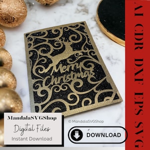 Frohe Weihnachtskarte 5x7 SVG Weihnachtskarte Dxf Eps Cdr Ai Weihnachtskarte Design Dateikarte für Weihnachtshandwerk Handgemachtes Weihnachtskartendesign SVG