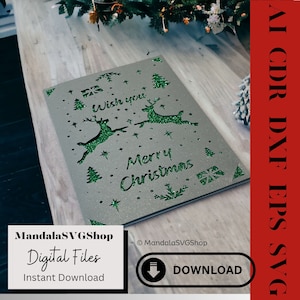 Frohe Weihnachtskarte 5x7 SVG Weihnachtskarte Dxf Eps Cdr Ai Weihnachtskarte Design Dateikarte für Weihnachtshandwerk Handgemachtes Weihnachtskartendesign SVG